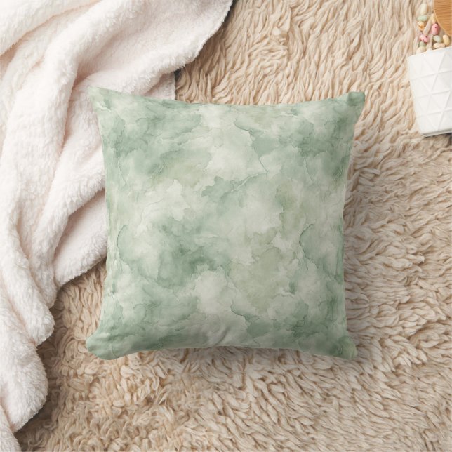 Almofada Padrão de Aquarela Verde Sage (Cobertor)