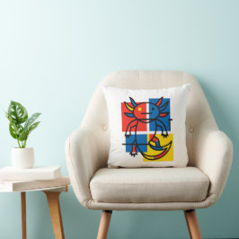 Almofada Padrão de Arte Abstrata Divertido de Axolote Piet 