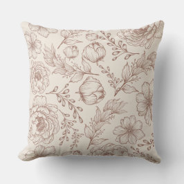 Almofada Padrão de Arte Botânica de Linha Foral Moderna