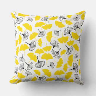 Almofada Padrão de Arte Botânica Vibrante de Ginkgo Biloba 
