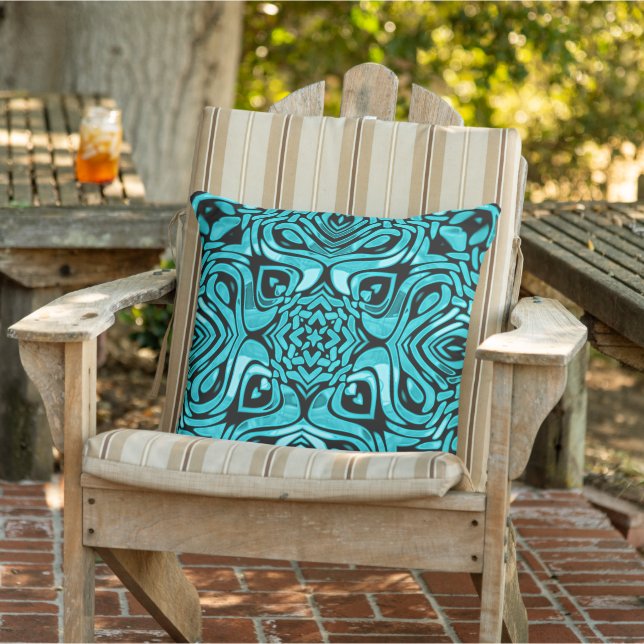 Almofada Padrão de Arte de Azulejo Boho Mediterrâneo Marroq (Cadeira)