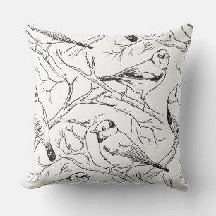 Almofada Padrão de Arte de Linha de Aves Norte-Americanas M