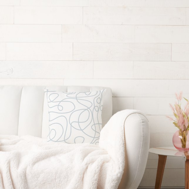 Almofada Padrão de Arte de Linha de Dodle | Azul empoeirado (Sofá)