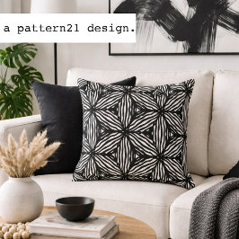 Almofada padrão de arte de linha moderna preto e branco