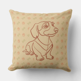 Almofada Padrão de Arte Decorativa de Dachshund