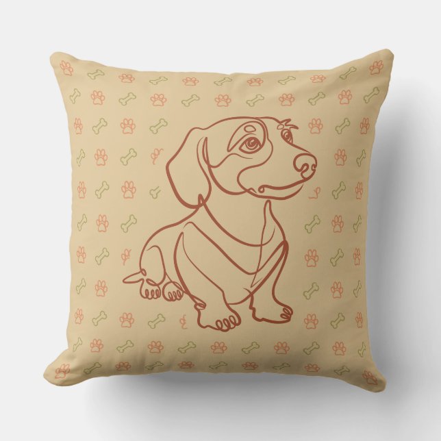 Almofada Padrão de Arte Decorativa de Dachshund (Frente)