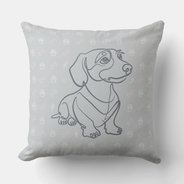 Almofada Padrão de Arte Decorativa de Dachshund (Frente)