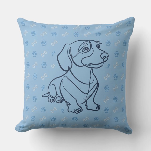 Almofada Padrão de Arte Decorativa de Dachshund (Frente)