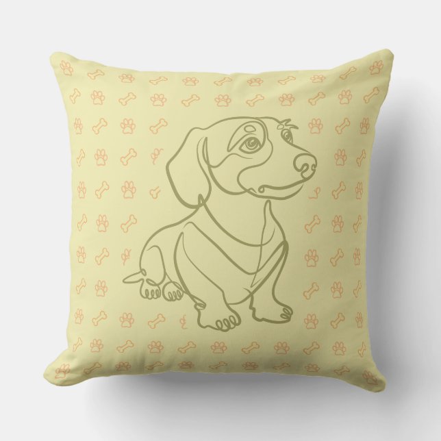 Almofada Padrão de Arte Decorativa de Dachshund (Frente)