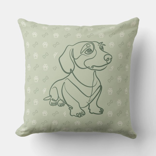 Almofada Padrão de Arte Decorativa de Dachshund (Frente)