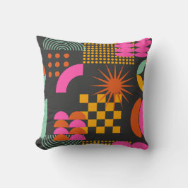 Almofada Padrão de arte geométrico do Abstrato de Black Vin