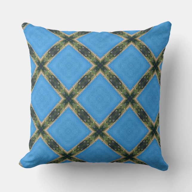Almofada padrão de arte verde azul digital (Frente)