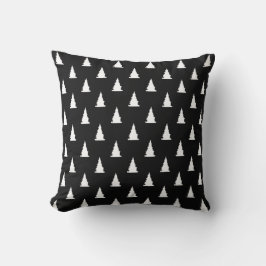 Almofada Padrão de árvore de Natal preto e branco minimalis