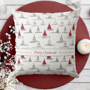 Almofada Padrão de Árvore de Natal Vermelho nº 5 ID1009