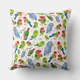 Almofada Padrão de Aves Vintage, Padrão de periquito colori