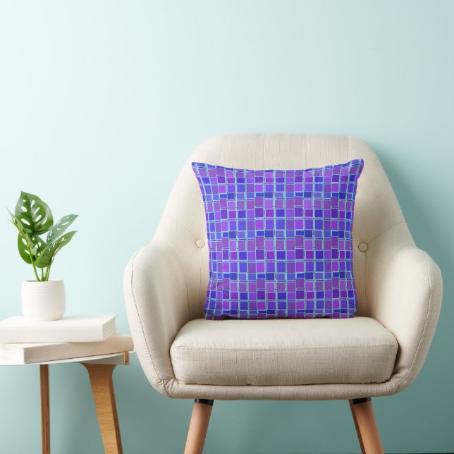 Almofada Padrão de Azulejo de Mosaico Quadrado Roxo (Cadeira)
