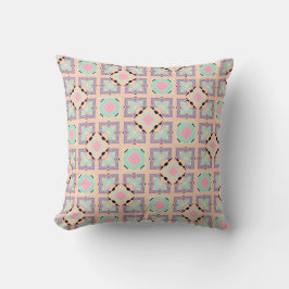 Almofada Padrão de Azulejo Geométrico Pastel | Rosa Lilás R