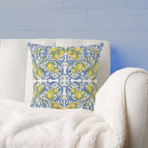 Padrão de Azulejo Italiano com Rolagem Azul de Lim
