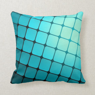 Almofada Padrão de Azulejos Quadrados Azul Turquesa