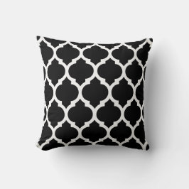 Almofada Padrão de Azulejos Quatrefoil em Marrocos | Preto 