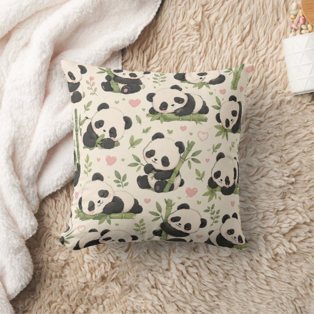 Almofada Padrão de Bebê Panda Fofo | (Cobertor)