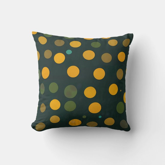 Almofada Padrão de Bolinhas Amarelo e Verde Retroativo (Frente)