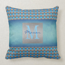 Almofada Padrão de Bolinhas azul e Cinza