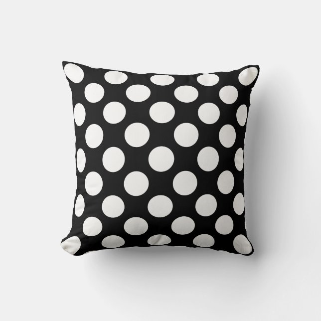 Almofada Padrão De Bolinhas Branco E Preto (Frente)