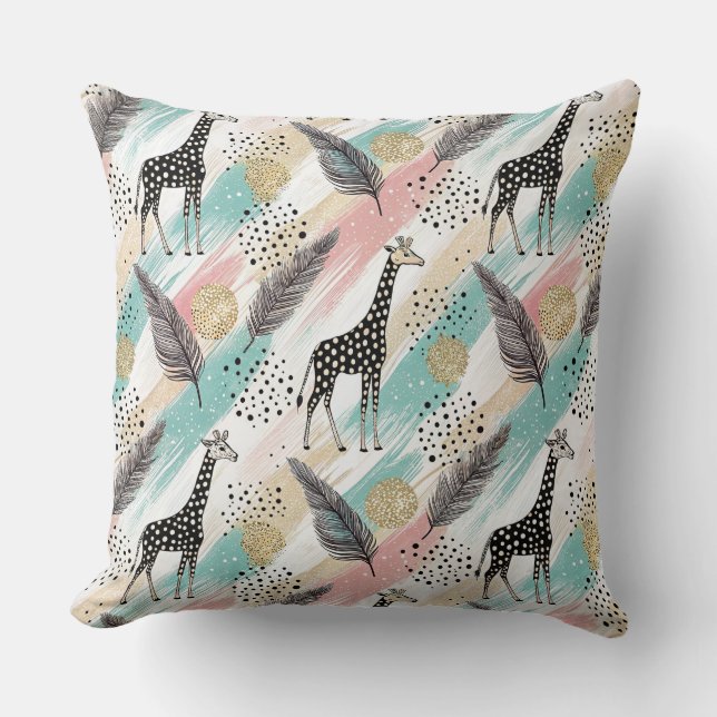 Almofada Padrão de Bolinhas de Girafa Whimsical - Pastel (Frente)