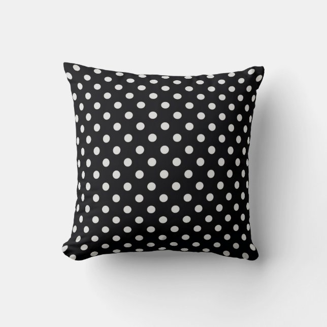 Almofada Padrão de Bolinhas Preto e Branco (Frente)