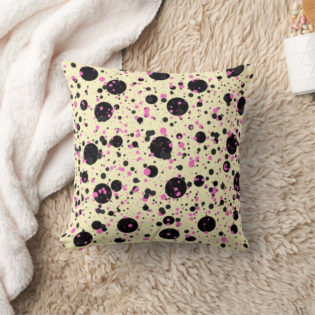 Almofada Padrão de Bolinhas Rosa e Preto (Cobertor)