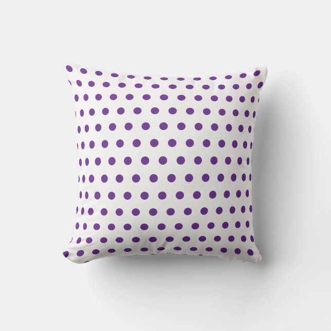 Almofada Padrão de Bolinhas Roxo Lavanda em Branco (Frente)