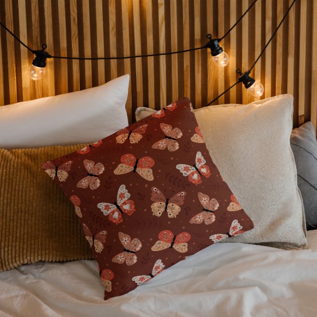 Almofada Padrão de Borboleta Boho - Decoração de Casa de Ou (Criador carregado)