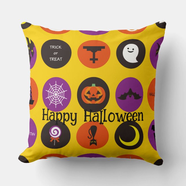 Almofada Padrão de Brincadeira Personalizada do Halloween (Frente)