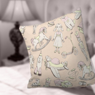 Almofada Padrão de brinquedo de vinheta rosa/amarelo ID783