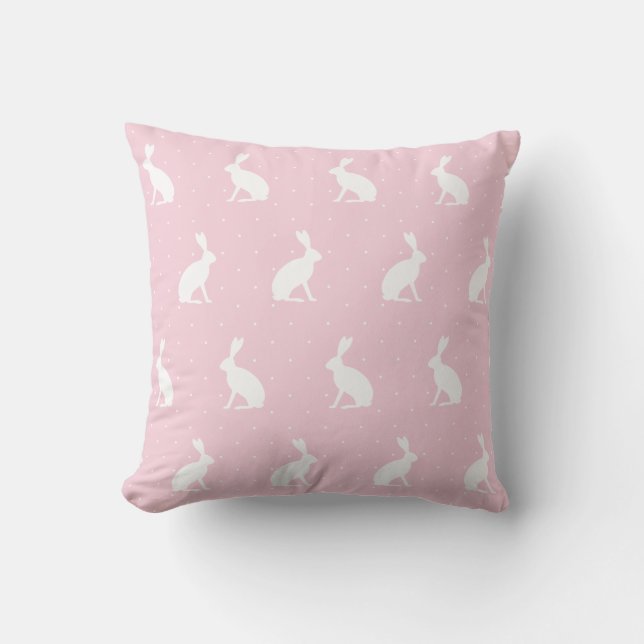 Almofada Padrão de Bunnies Vermelhos Branco. Girly (Frente)