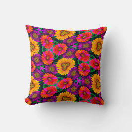 Almofada Padrão de Buquê de margarida colorida
