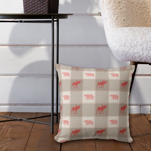 Almofada Padrão de Cabina do Urso Moso Vermelho (Criador carregado)