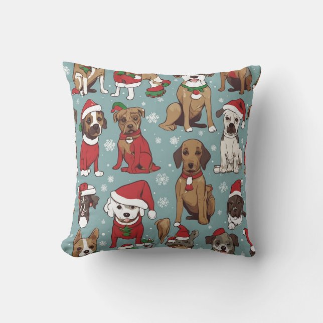 Almofada Padrão de cachorro bonitinho de Natal (Frente)