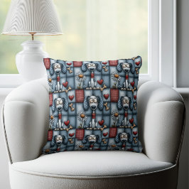 Almofada Padrão de Cachorro com Remendo Azul Caprichoso