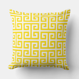 Almofada Padrão de Cadeia Grega Amarelo Dourado