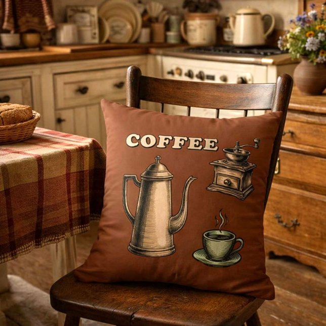 Almofada Padrão de Café Retro Café (Criador carregado)