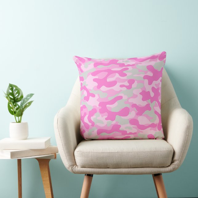 Almofada Padrão de Camuflagem Cinza Rosa  (Cadeira)