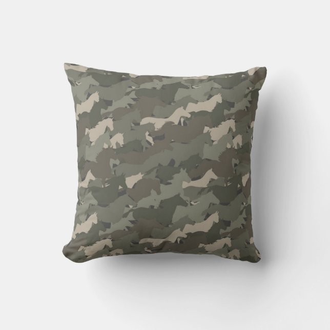 Almofada Padrão de Camuflagem de Cavalos Selvagens (Frente)