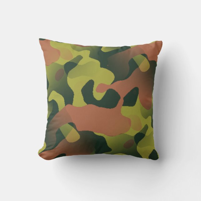 Almofada Padrão de Camuflagem Verde e Marrom (Frente)