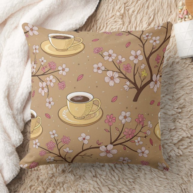 Almofada Padrão de Capa de Café de Cerejeira (1) (Cobertor)