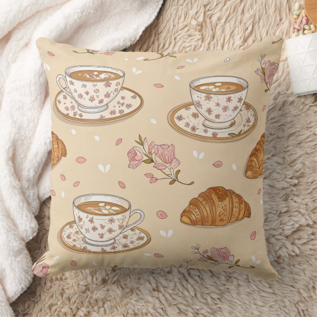 Almofada Padrão de Capa de Café Flor de Cerejeira (2) (Cobertor)