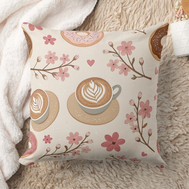 Almofada Padrão de Capa de Café Flor de Cerejeira (3) (Cobertor)