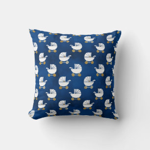 Almofada Padrão de Carruagem de Bebê Dourado azul