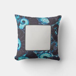 Almofada Padrão de casca azul preto Nautilus, geometria ass